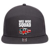 Funny Wee Woo Squad Fire Truck Design 7 Panel Mesh Trucker Snapback Hat