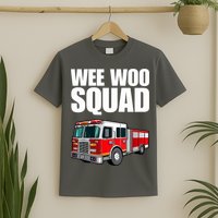 Funny Wee Woo Squad Fire Truck Design T-Shirt