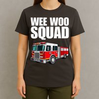 Funny Wee Woo Squad Fire Truck Design T-Shirt