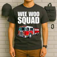 Funny Wee Woo Squad Fire Truck Design T-Shirt