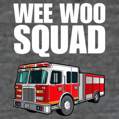 Funny Wee Woo Squad Fire Truck Design T-Shirt