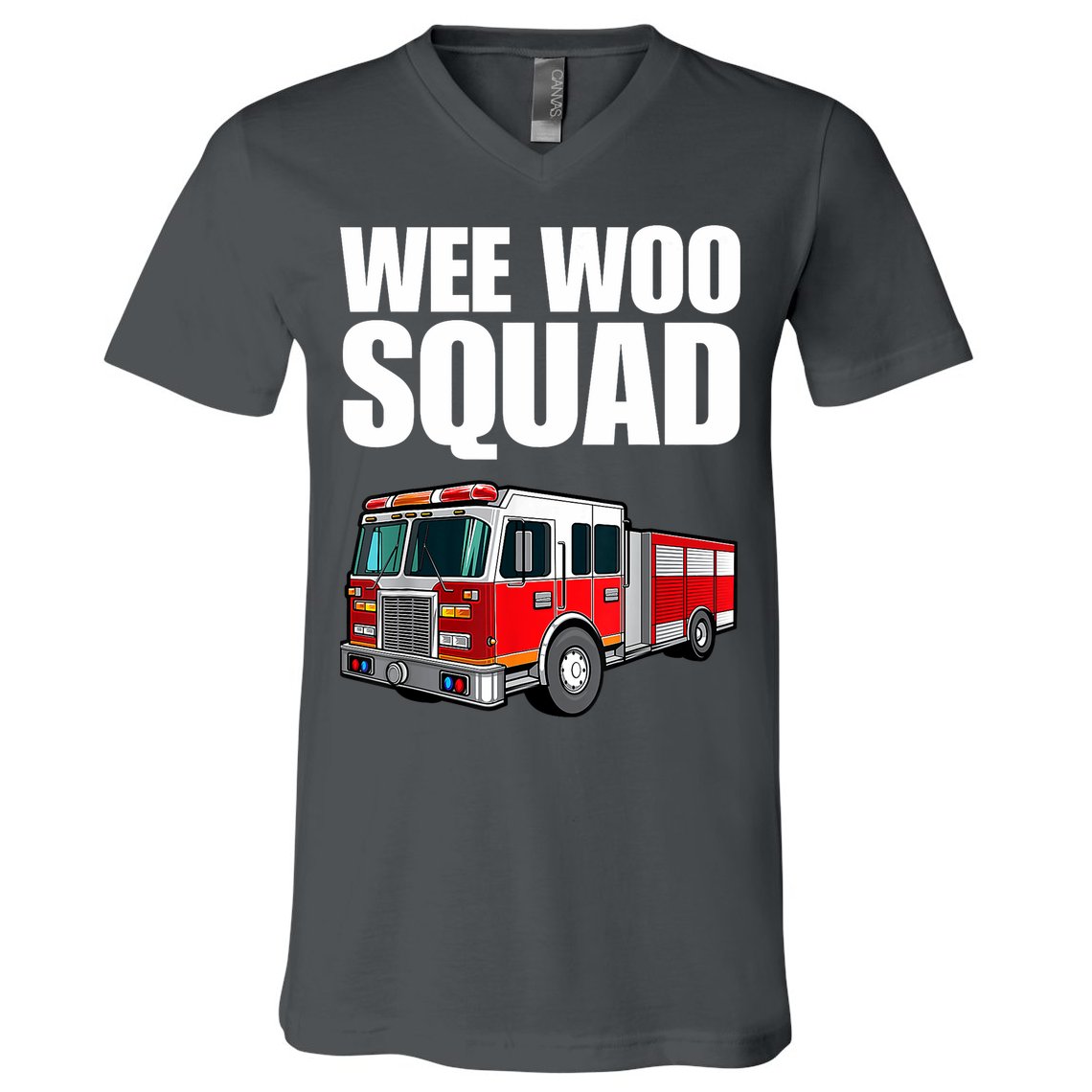 Funny Wee Woo Squad Fire Truck Design V-Neck T-Shirt