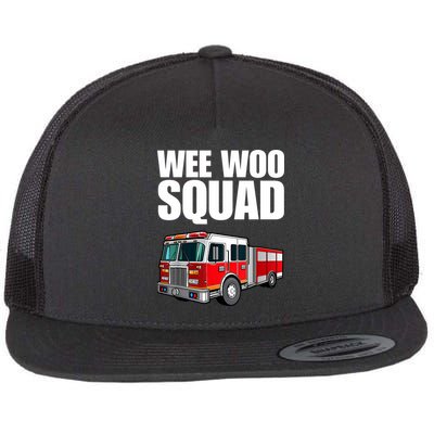 Funny Wee Woo Squad Fire Truck Design Flatbill Hat