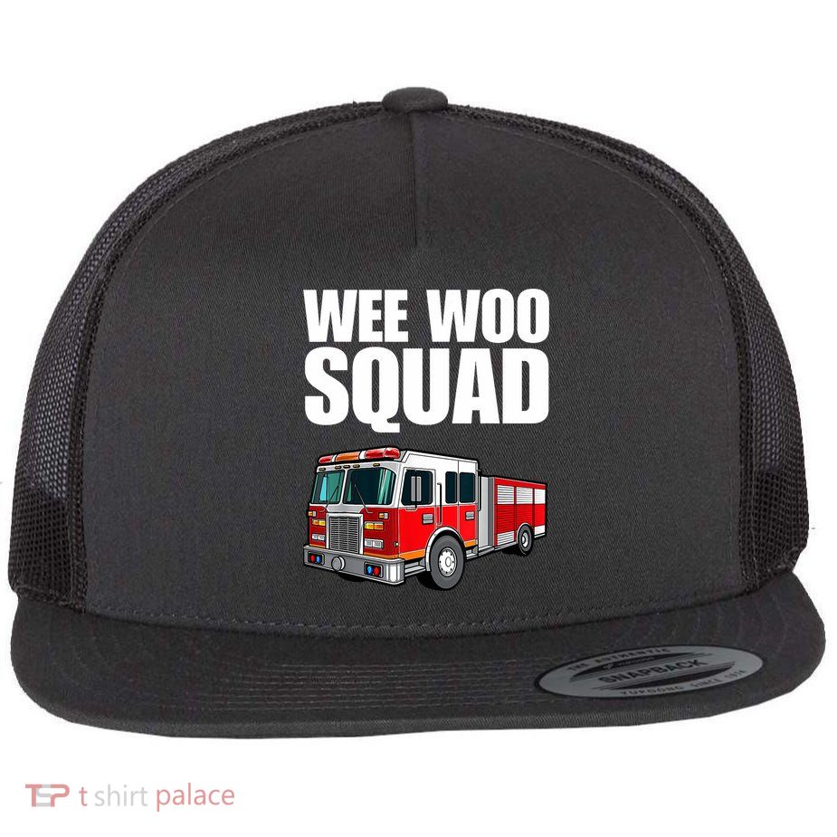 Funny Wee Woo Squad Fire Truck Design Flatbill Hat