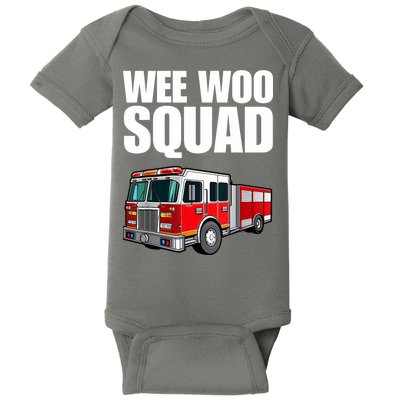 Funny Wee Woo Squad Fire Truck Design Baby Bodysuit