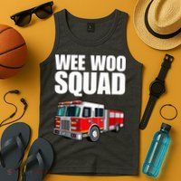 Funny Wee Woo Squad Fire Truck Design Tank Top