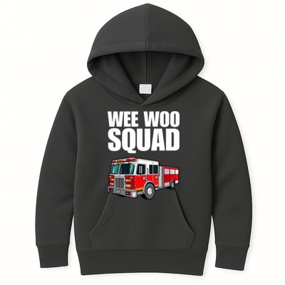 Funny Wee Woo Squad Fire Truck Design Kids Hoodie