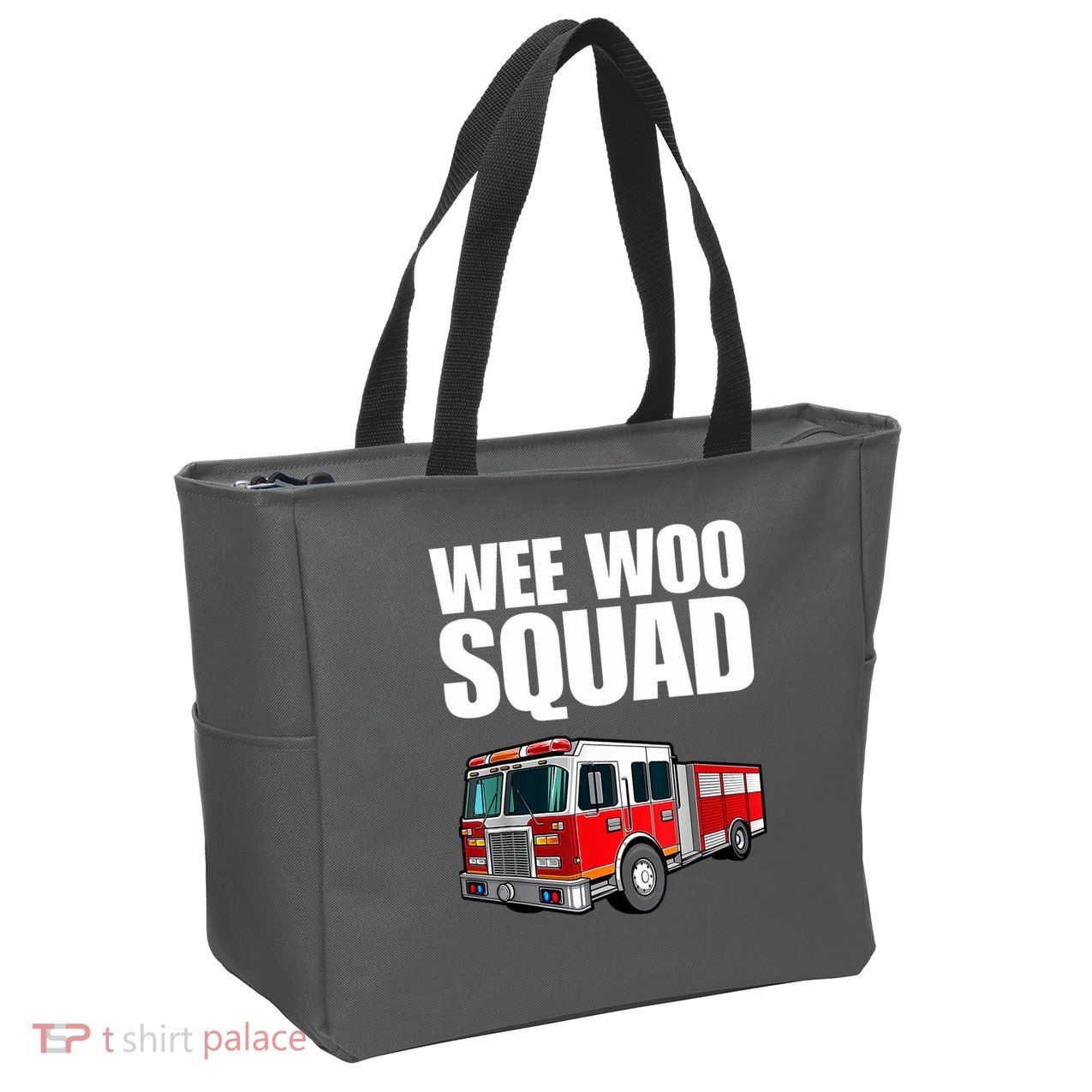 Funny Wee Woo Squad Fire Truck Design Zip Tote Bag