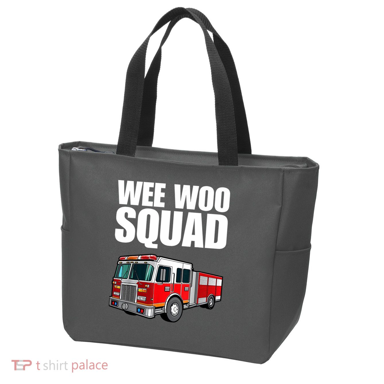 Funny Wee Woo Squad Fire Truck Design Zip Tote Bag