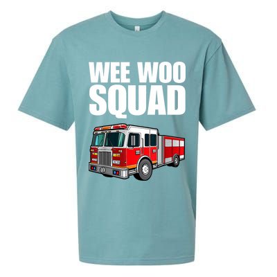 Funny Wee Woo Squad Fire Truck Design Sueded Cloud Jersey T-Shirt
