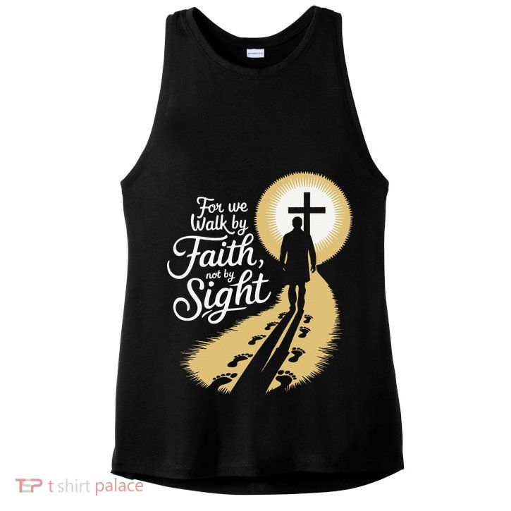For We Walk Faith Not By Sight Christian Bible Verse Ladies PosiCharge Tri-Blend Wicking Tank