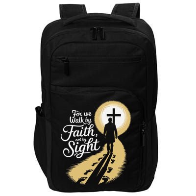 For We Walk Faith Not By Sight Christian Bible Verse Impact Tech Backpack