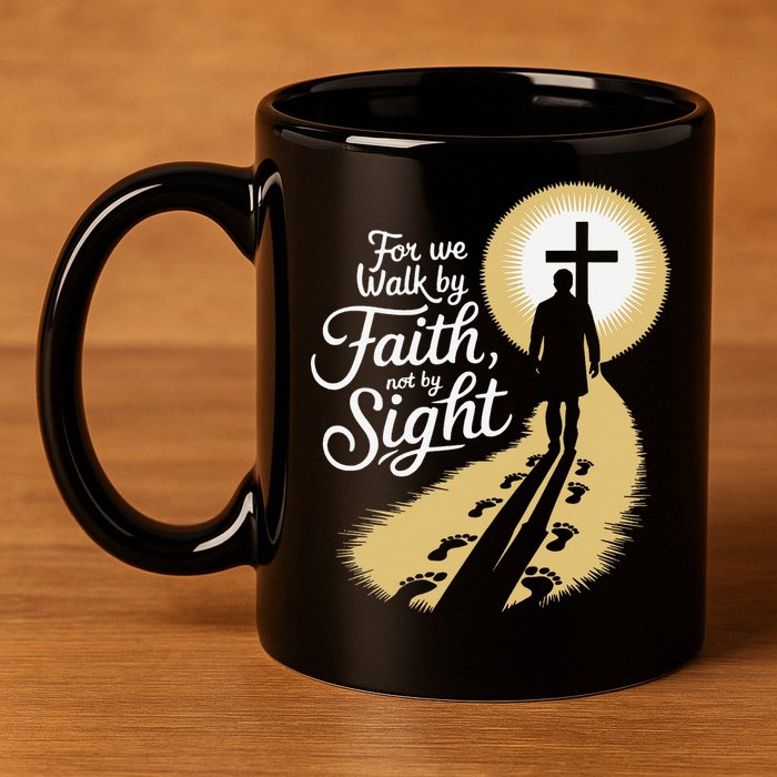 For We Walk Faith Not By Sight Christian Bible Verse 11oz C Handle Ceramic Mug