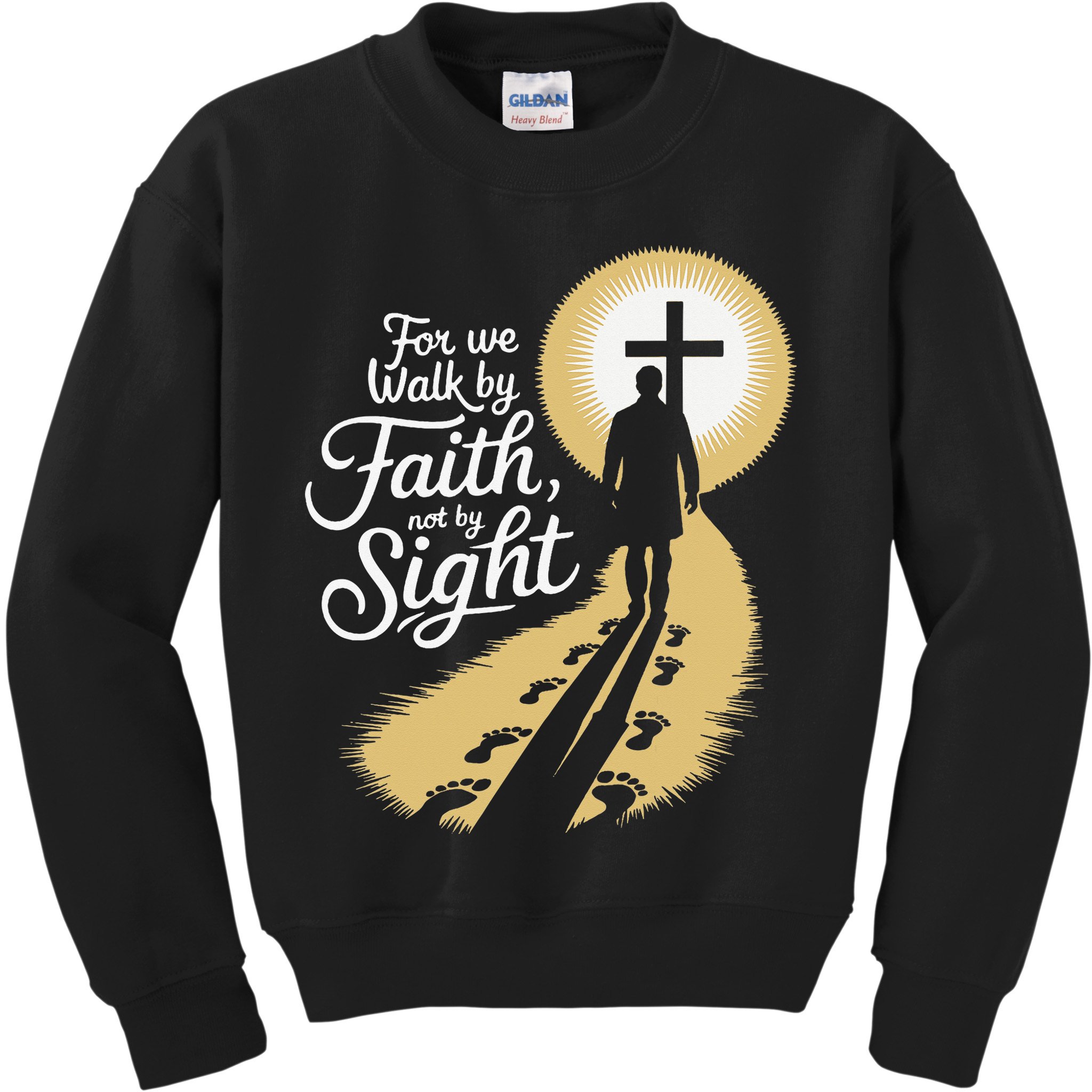For We Walk Faith Not By Sight Christian Bible Verse Kids Sweatshirt