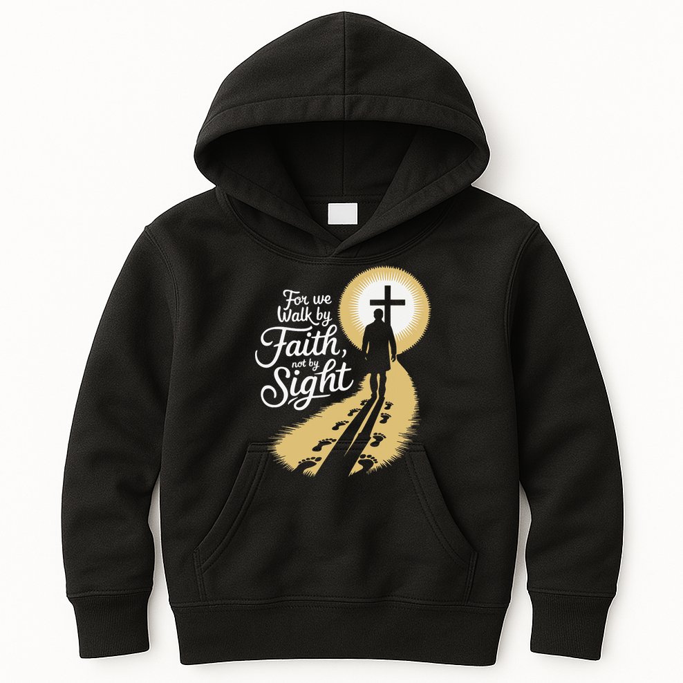 For We Walk Faith Not By Sight Christian Bible Verse Kids Hoodie