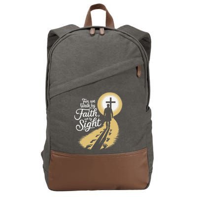 For We Walk Faith Not By Sight Christian Bible Verse Cotton Canvas Backpack