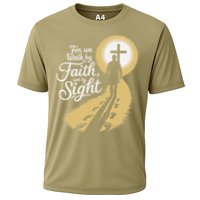 For We Walk Faith Not By Sight Christian Bible Verse Cooling Performance Crew T-Shirt