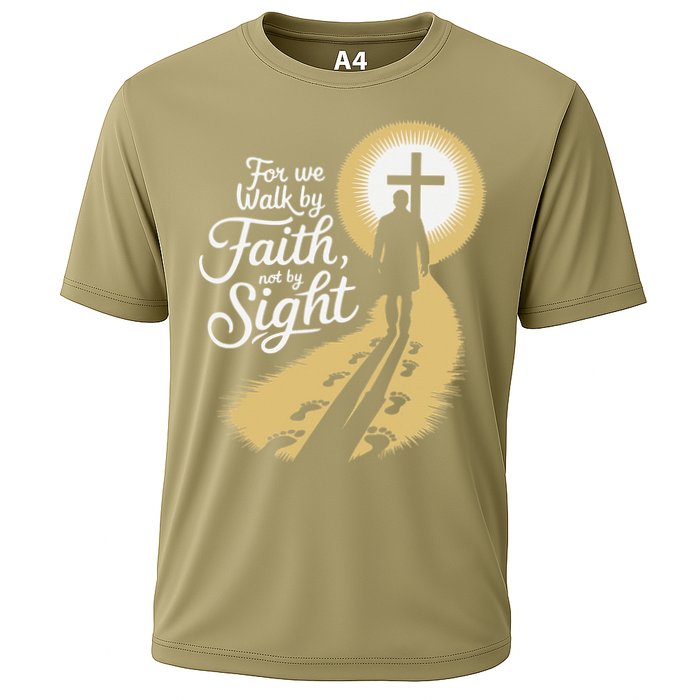 For We Walk Faith Not By Sight Christian Bible Verse Cooling Performance Crew T-Shirt