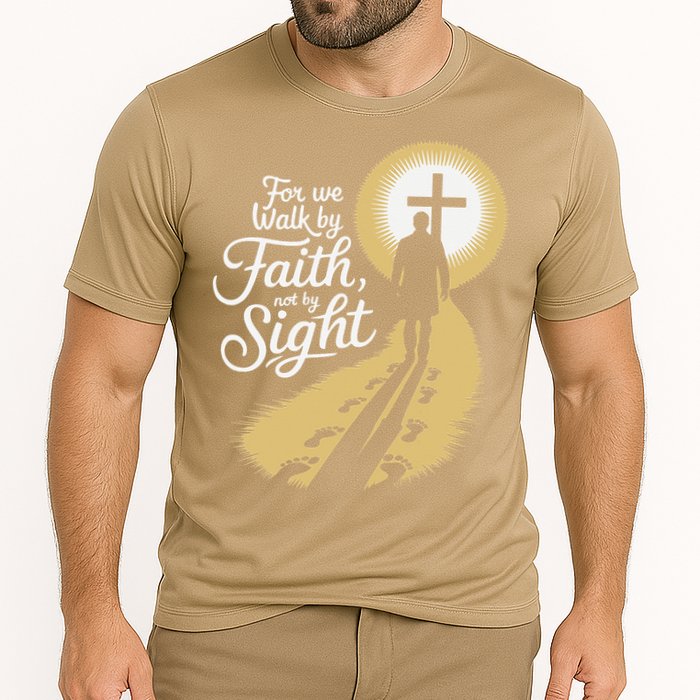 For We Walk Faith Not By Sight Christian Bible Verse Cooling Performance Crew T-Shirt