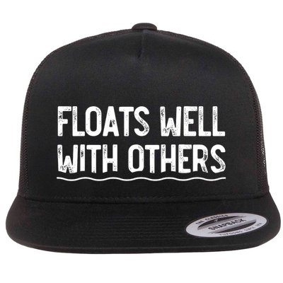 Floats Well With Others Funny Summer Joke Flat Bill Trucker Hat