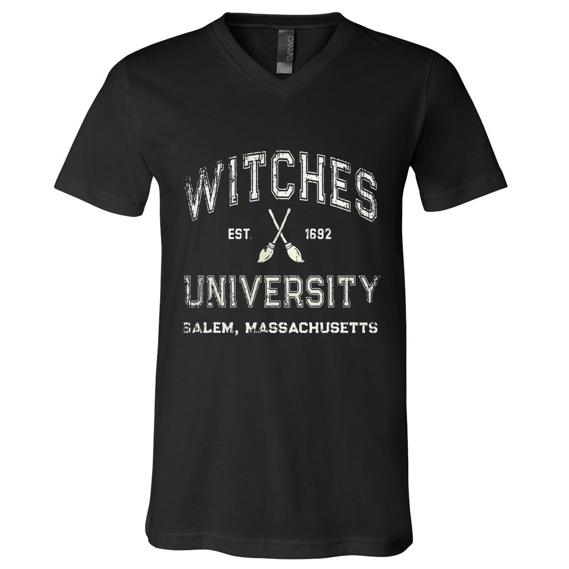 Funny Wiccan WITCHES UNIVERSITY Salem Massachusetts Witch V-Neck T-Shirt
