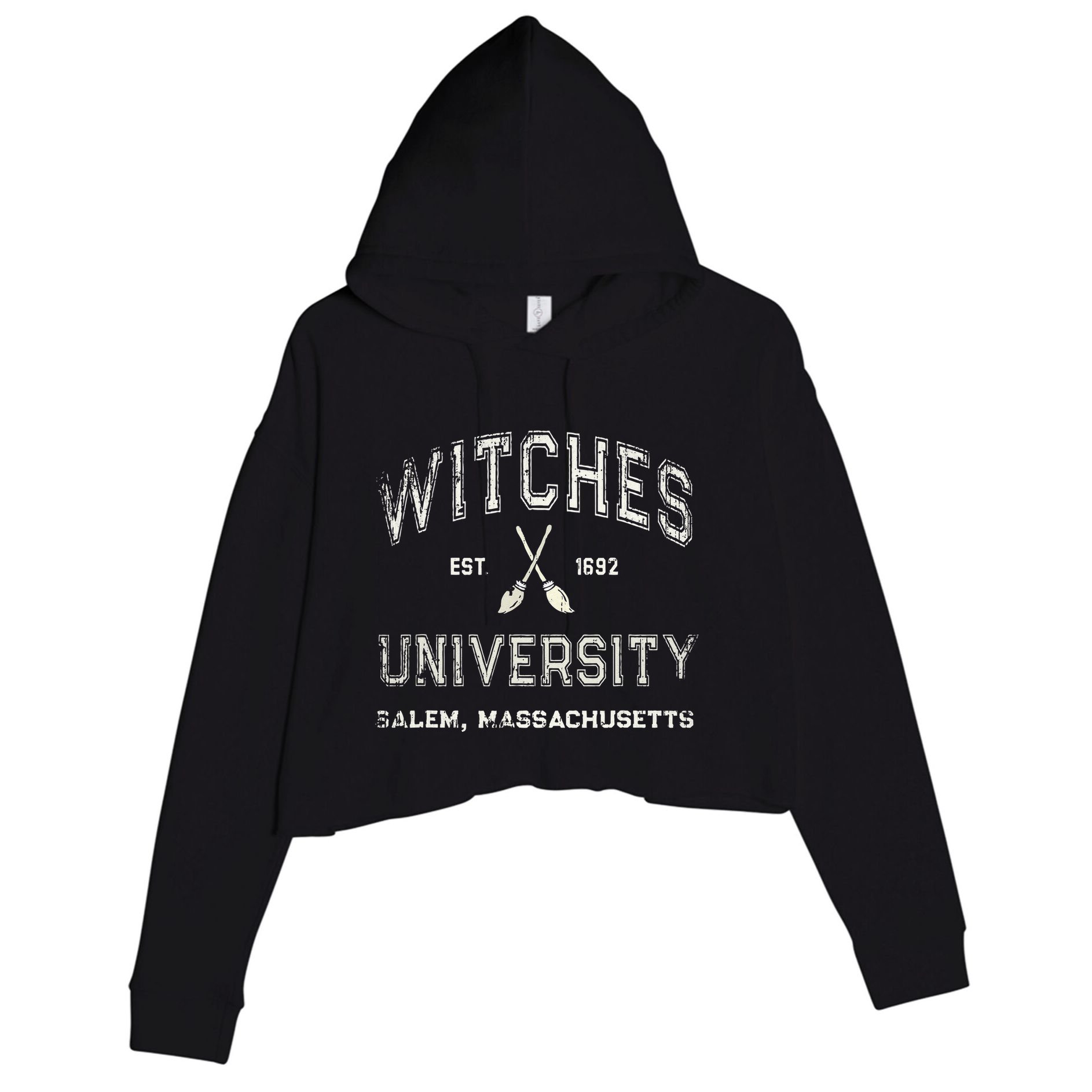 Funny Wiccan WITCHES UNIVERSITY Salem Massachusetts Witch Crop Fleece Hoodie