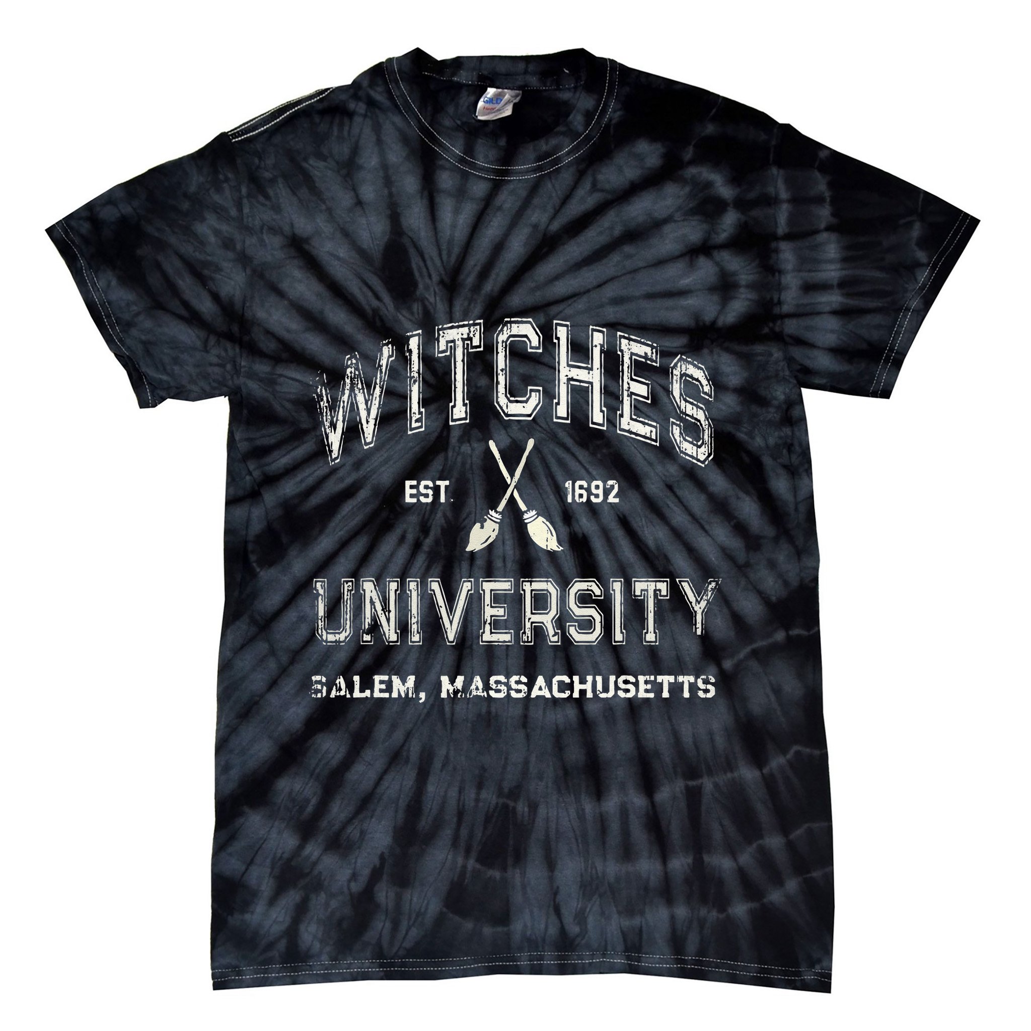 Funny Wiccan WITCHES UNIVERSITY Salem Massachusetts Witch Tie-Dye T-Shirt