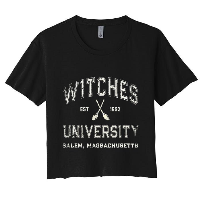 Funny Wiccan WITCHES UNIVERSITY Salem Massachusetts Witch Women's Crop Top Tee