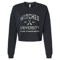 Funny Wiccan WITCHES UNIVERSITY Salem Massachusetts Witch Cropped Pullover Crew