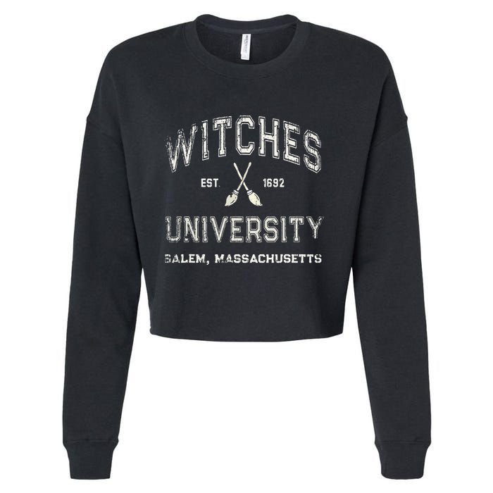 Funny Wiccan WITCHES UNIVERSITY Salem Massachusetts Witch Cropped Pullover Crew