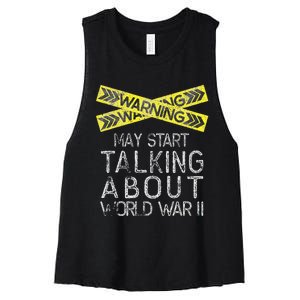 Funny World War Two WW2 History Teacher Historian History Women's Racerback Cropped Tank