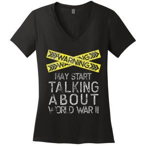 Funny World War Two WW2 History Teacher Historian History Women's V-Neck T-Shirt