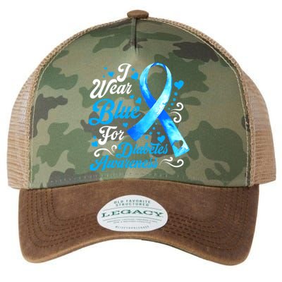 Funny We Wear Blue Ribbon Diabetes Awareness Gift  Legacy Tie Dye Trucker Hat