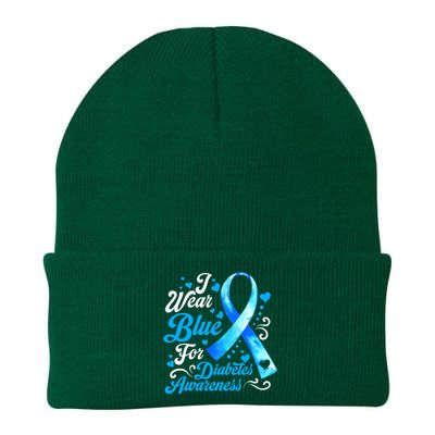 Funny We Wear Blue Ribbon Diabetes Awareness Gift  Knit Cap Winter Beanie