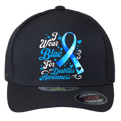 Funny We Wear Blue Ribbon Diabetes Awareness Gift  Flexfit Unipanel Trucker Cap