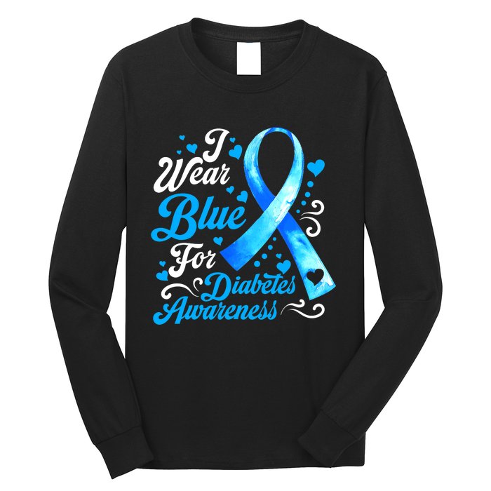 Funny We Wear Blue Ribbon Diabetes Awareness Gift  Long Sleeve Shirt