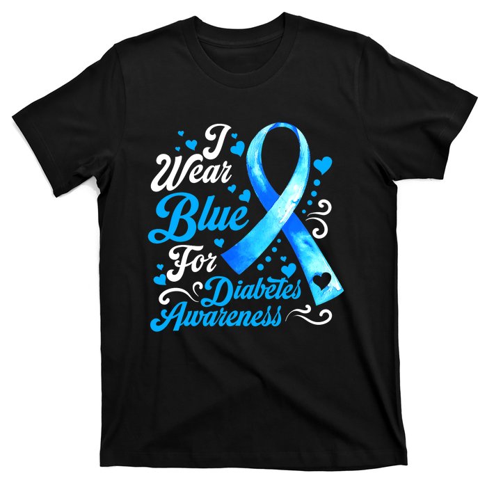 Funny We Wear Blue Ribbon Diabetes Awareness Gift  T-Shirt