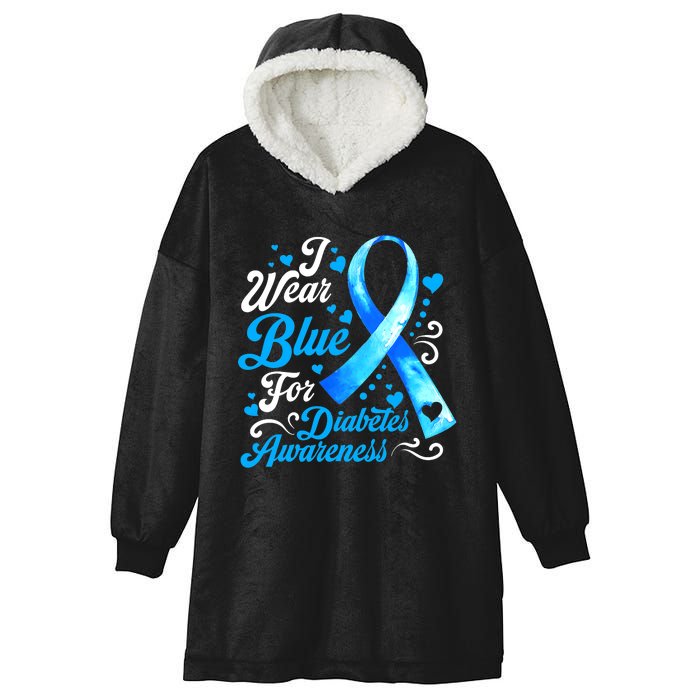 Funny We Wear Blue Ribbon Diabetes Awareness Gift  Hooded Wearable Blanket