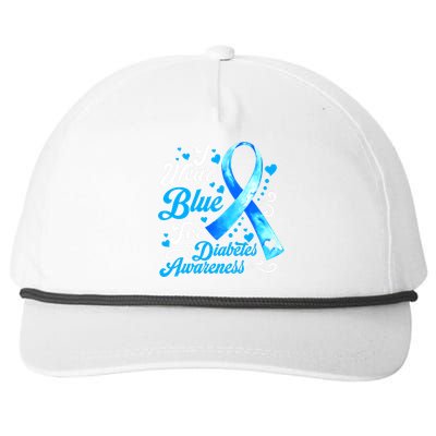 Funny We Wear Blue Ribbon Diabetes Awareness Gift  Snapback Five-Panel Rope Hat