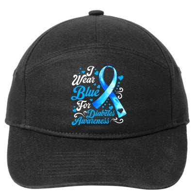 Funny We Wear Blue Ribbon Diabetes Awareness Gift  7-Panel Snapback Hat