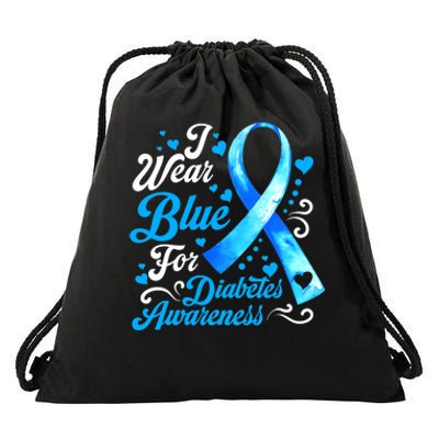 Funny We Wear Blue Ribbon Diabetes Awareness Gift  Drawstring Bag