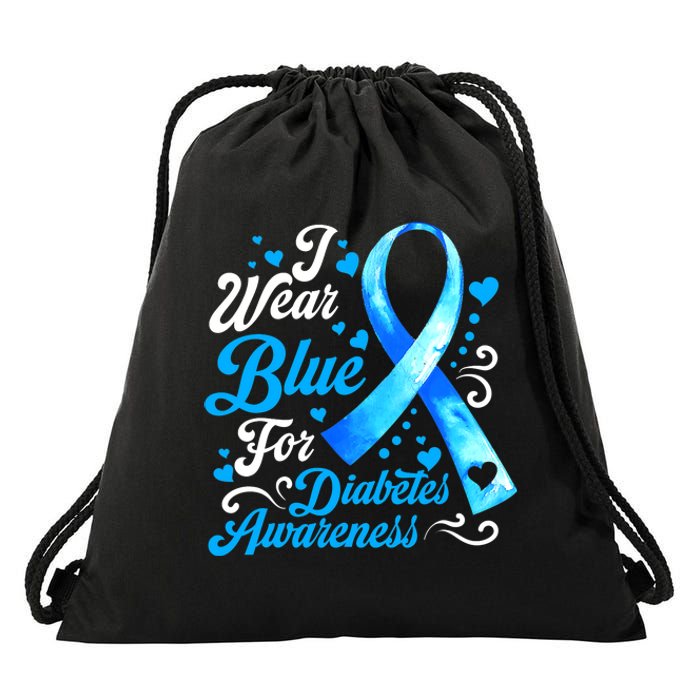 Funny We Wear Blue Ribbon Diabetes Awareness Gift  Drawstring Bag