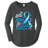 Funny We Wear Blue Ribbon Diabetes Awareness Gift  Women's Perfect Tri Tunic Long Sleeve Shirt