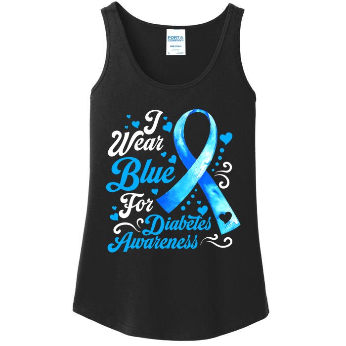 Funny We Wear Blue Ribbon Diabetes Awareness Gift  Ladies Essential Tank