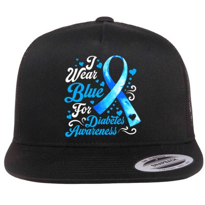 Funny We Wear Blue Ribbon Diabetes Awareness Gift  Flat Bill Trucker Hat