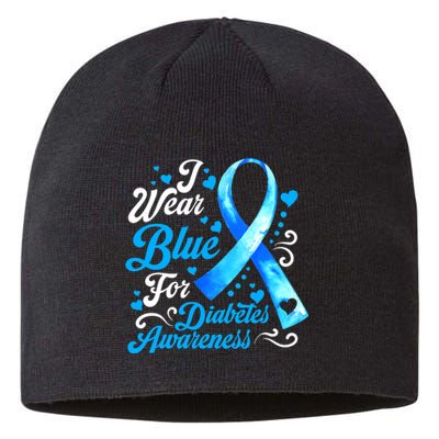 Funny We Wear Blue Ribbon Diabetes Awareness Gift  Sustainable Beanie