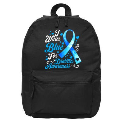 Funny We Wear Blue Ribbon Diabetes Awareness Gift  16 in Basic Backpack