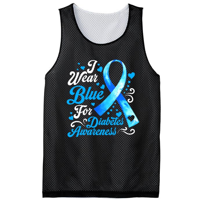 Funny We Wear Blue Ribbon Diabetes Awareness Gift  Mesh Reversible Basketball Jersey Tank