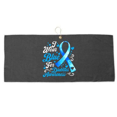 Funny We Wear Blue Ribbon Diabetes Awareness Gift  Large Microfiber Waffle Golf Towel