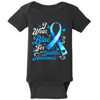 Funny We Wear Blue Ribbon Diabetes Awareness Gift  Baby Bodysuit